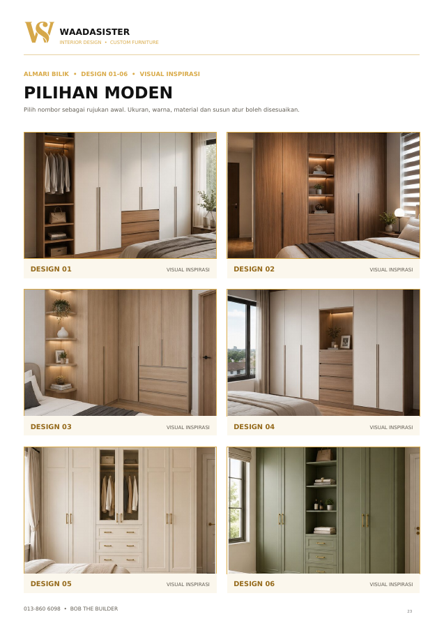 Pratonton halaman katalog almari bilik, design 01 hingga 06